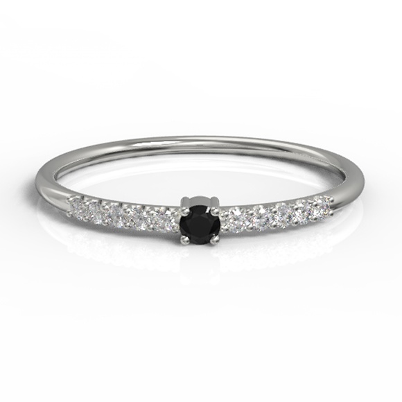 Minimalist Dainty White Gold Round ONYXRing